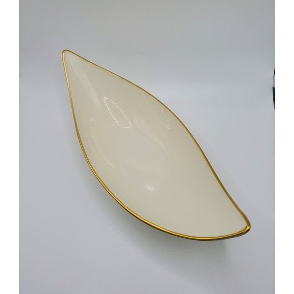 Lenox Accents 24k Gold Trim Lenox Ivory Porcelain Oblong Boat